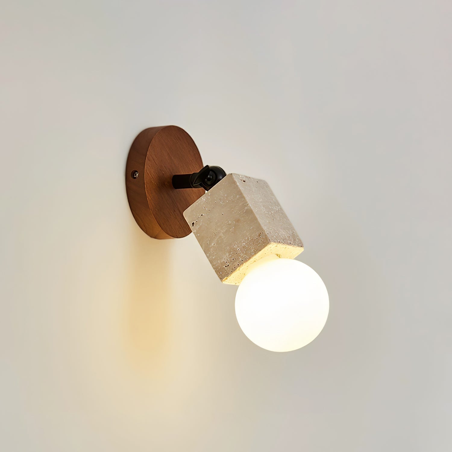 Cesilyra Swivel Cylinder Travertine Wall Light - Neutral Decor