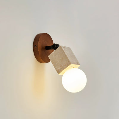 Cesilyra Swivel Cylinder Travertine Wall Light - Neutral Decor