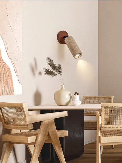 Cesilyra Swivel Cylinder Travertine Wall Light - Neutral Decor