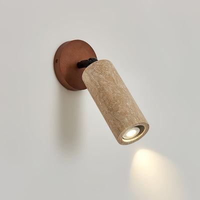 Cesilyra Cylindrical-Tube Travertine Wall Light