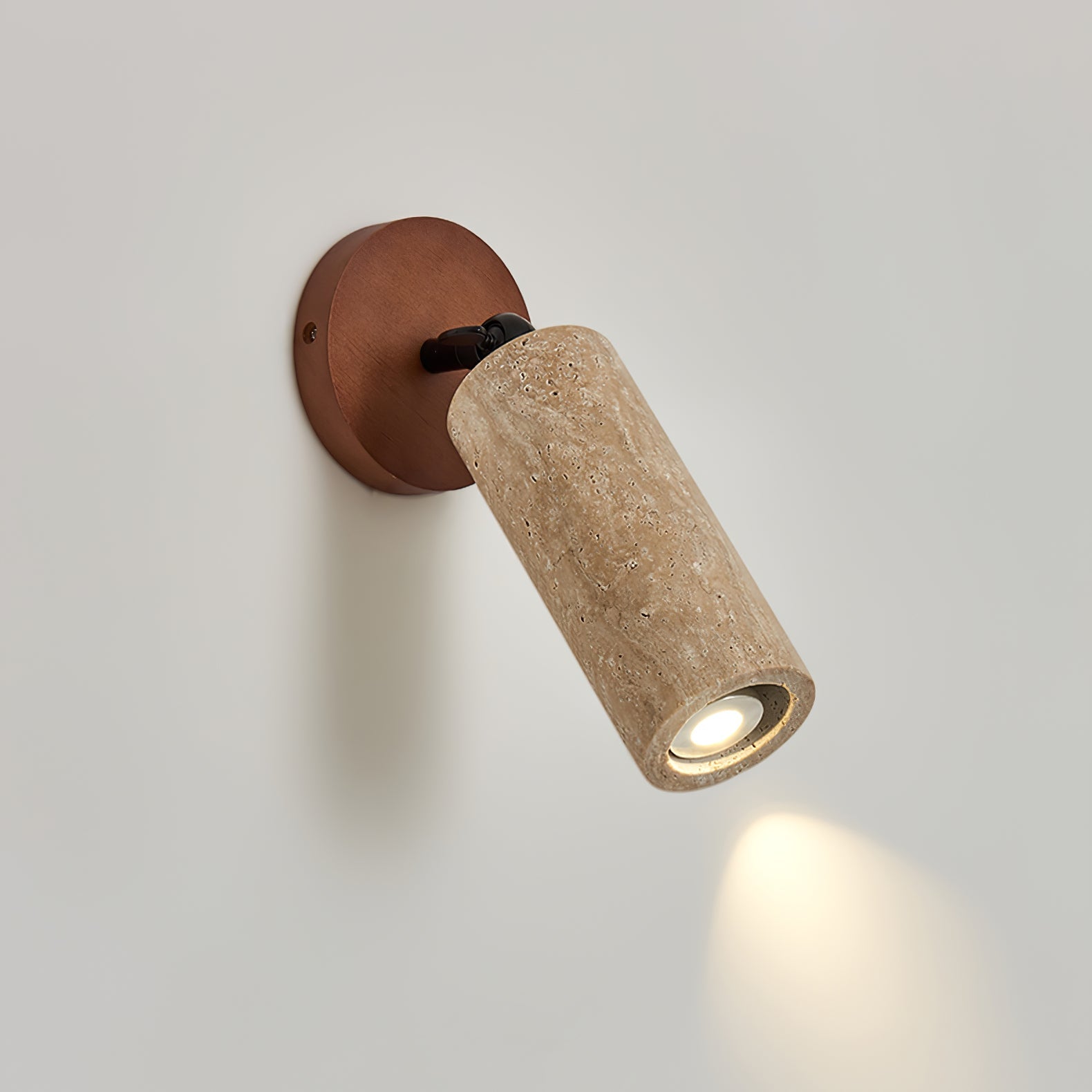 Cesilyra Swivel Cylinder Travertine Wall Light - Neutral Decor