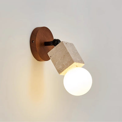 Cesilyra Swivel Cylinder Travertine Wall Light - Neutral Decor