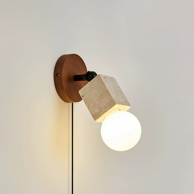 Cesilyra Swivel Cylinder Travertine Wall Light - Neutral Decor
