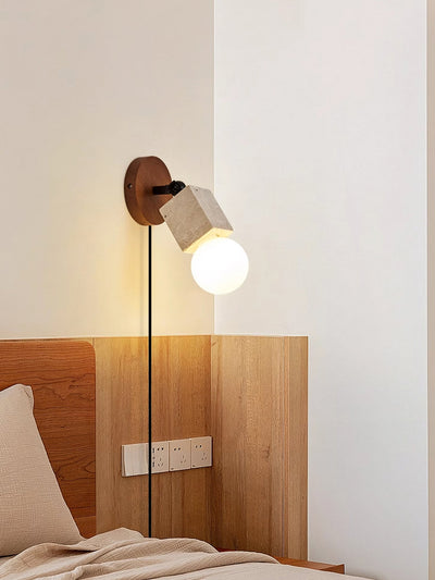 Cesilyra Swivel Cylinder Travertine Wall Light - Neutral Decor