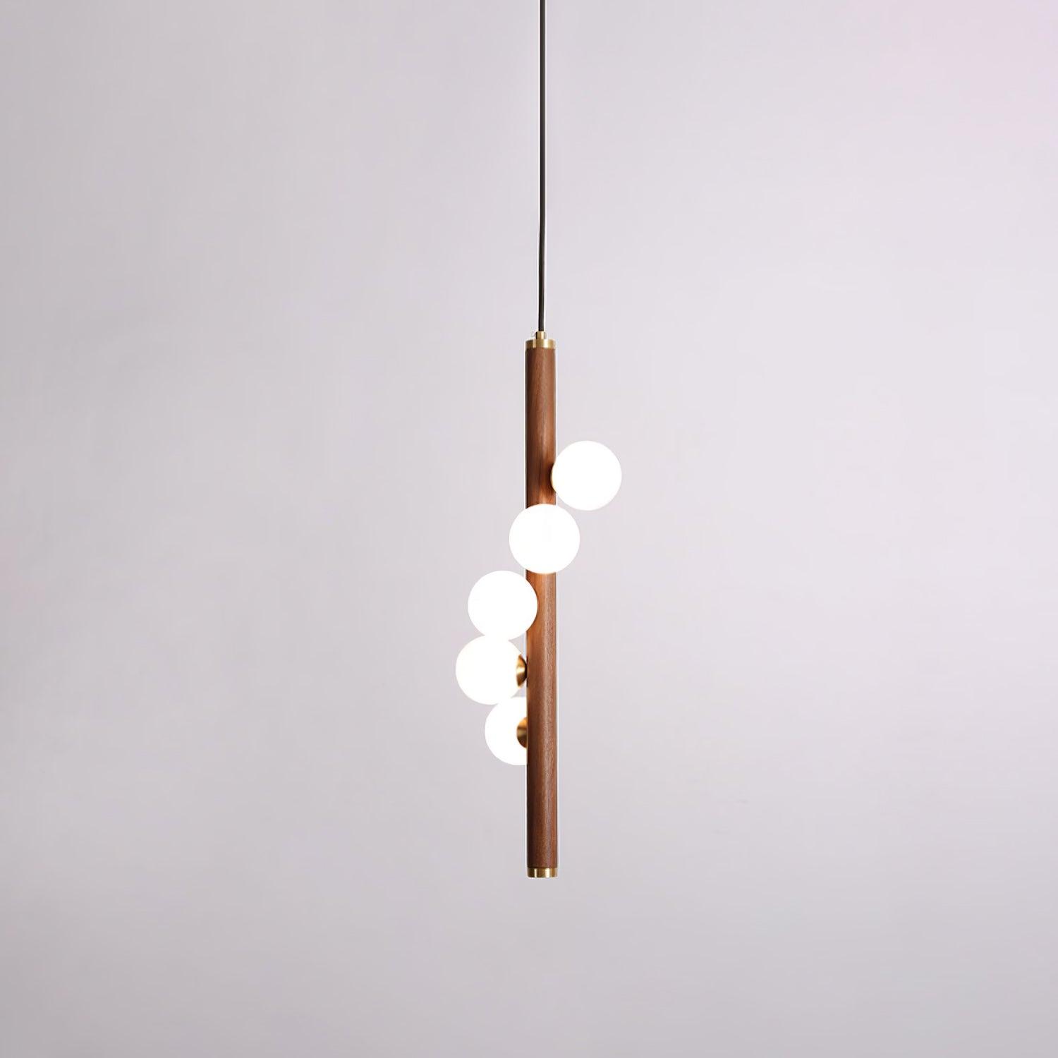 Rinenena Pendant Lamp Wooden Glass Linear