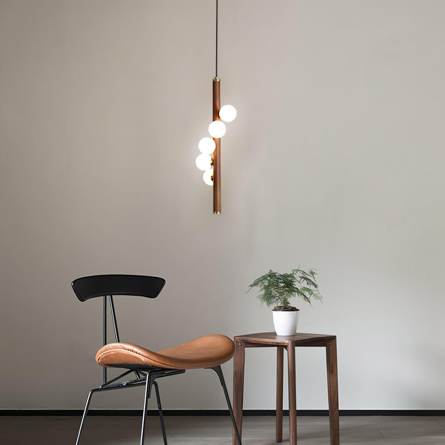 Rinenena Pendant Lamp Wooden Glass Linear
