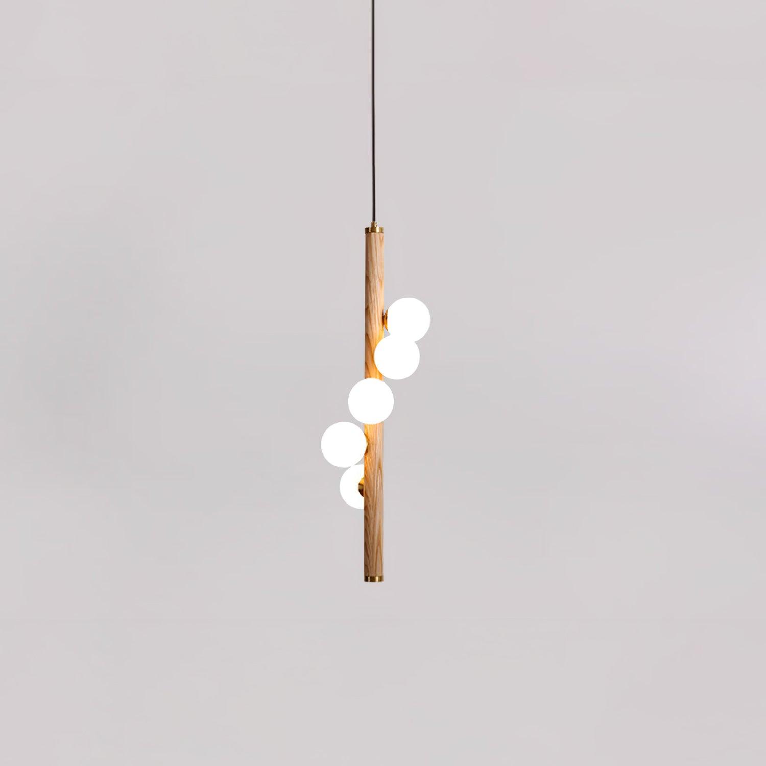 Rinenena Pendant Lamp Wooden Glass Linear