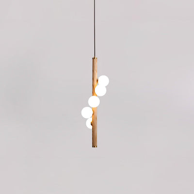Rinenena Pendant Lamp Wooden Glass Linear