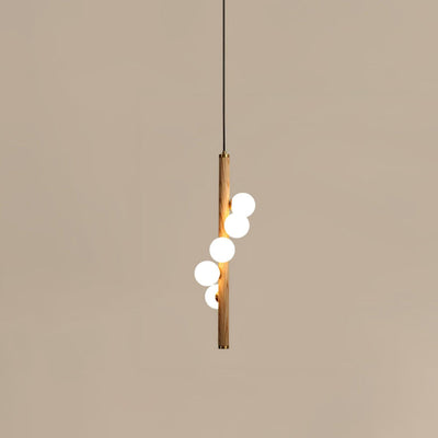 Rinenena Pendant Lamp Wooden Glass Linear