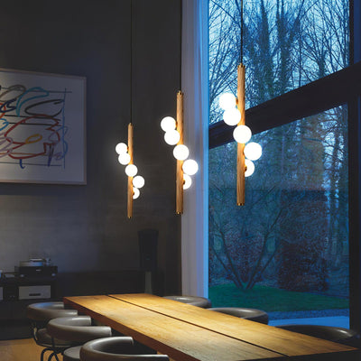Rinenena Pendant Lamp Wooden Glass Linear