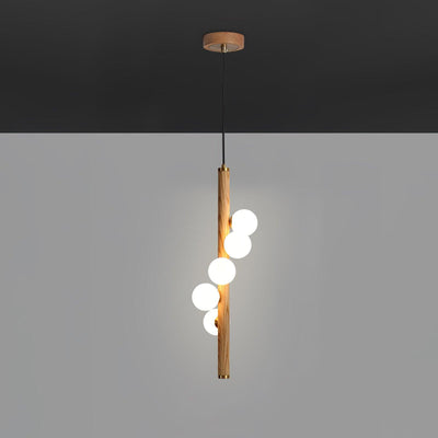 Rinenena Pendant Lamp Wooden Glass Linear