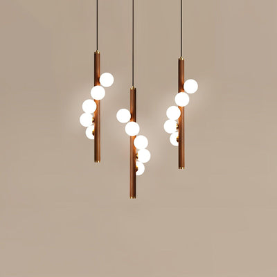 Rinenena Pendant Lamp Wooden Glass Linear