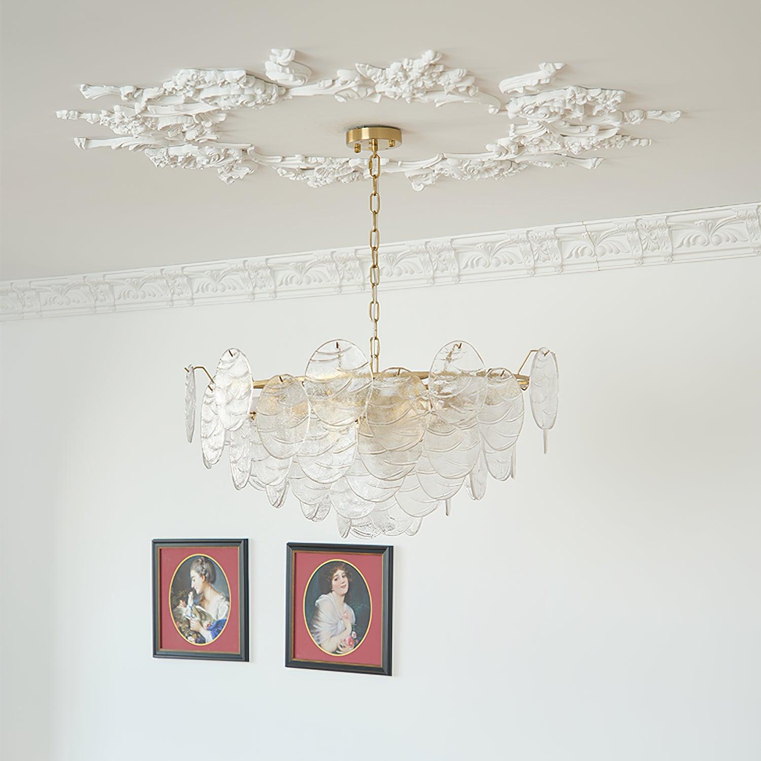 Leaf Vintage Glass Chandelier
