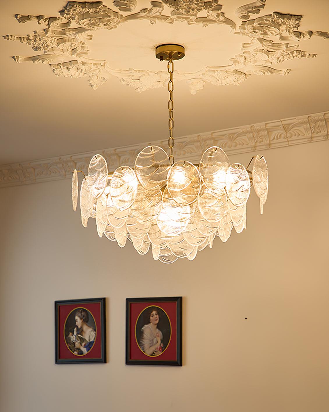 Leaf Vintage Glass Chandelier