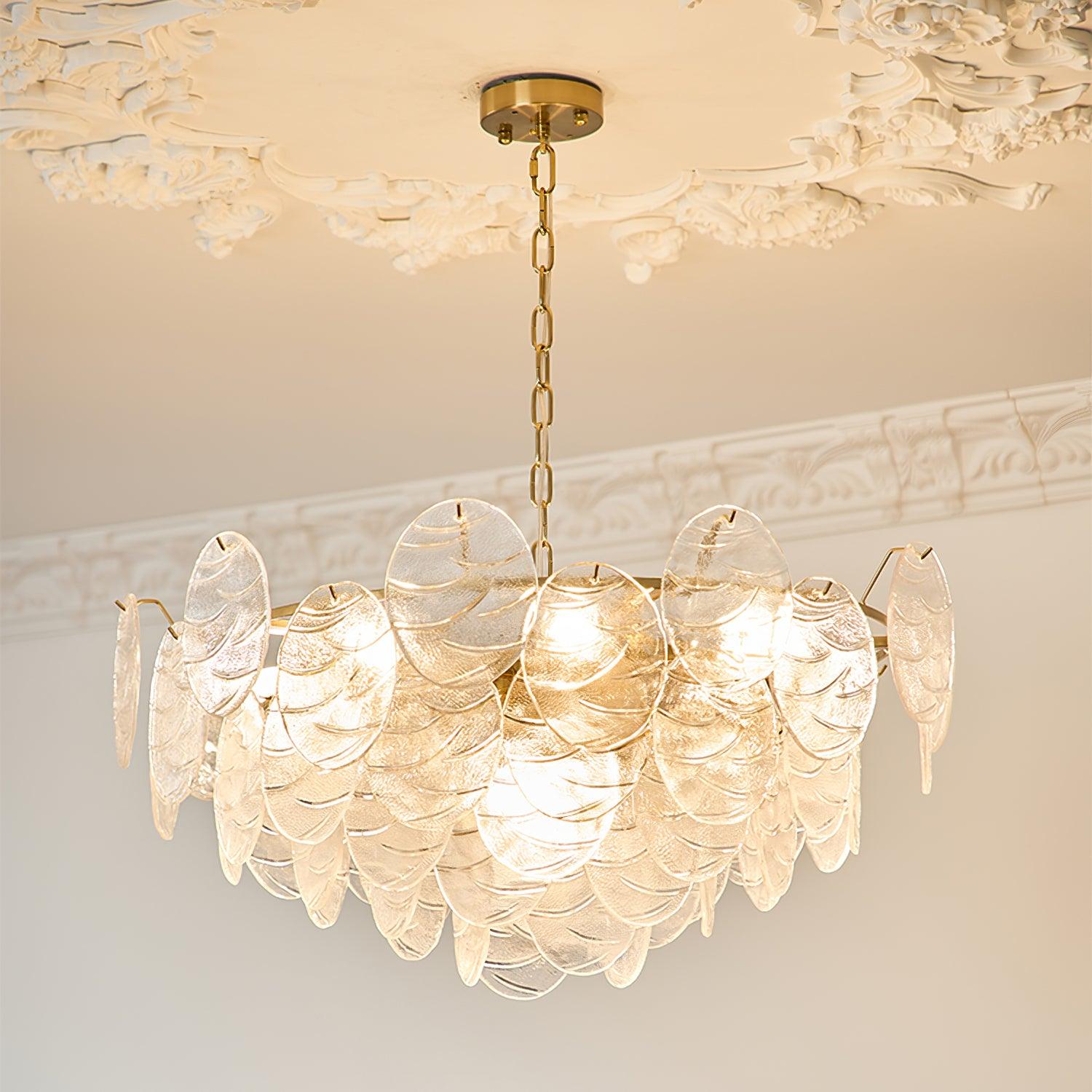Leaf Vintage Glass Chandelier