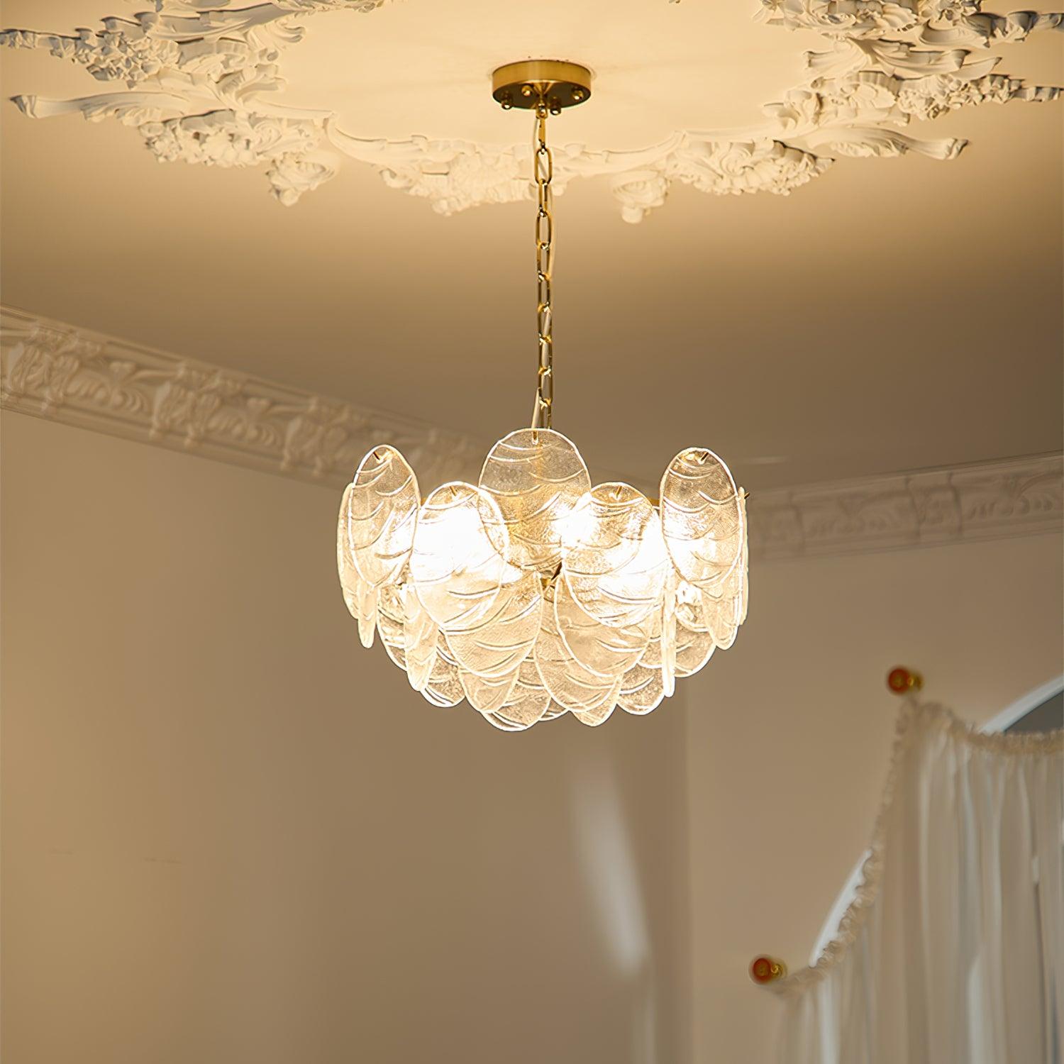 Leaf Vintage Glass Chandelier