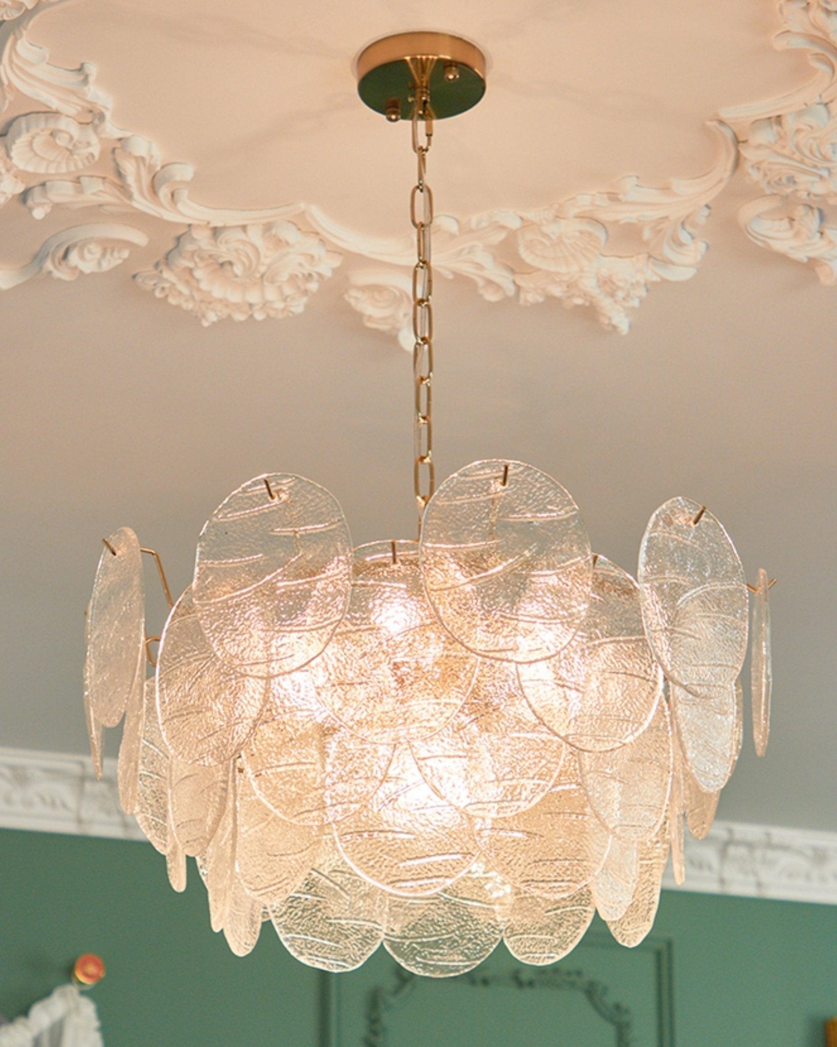 Leaf Vintage Glass Chandelier