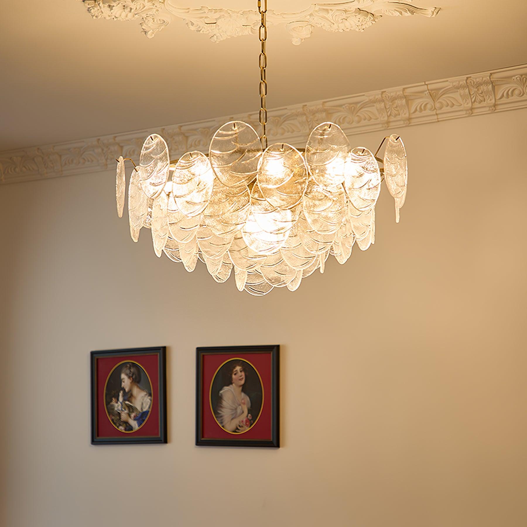 Leaf Vintage Glass Chandelier