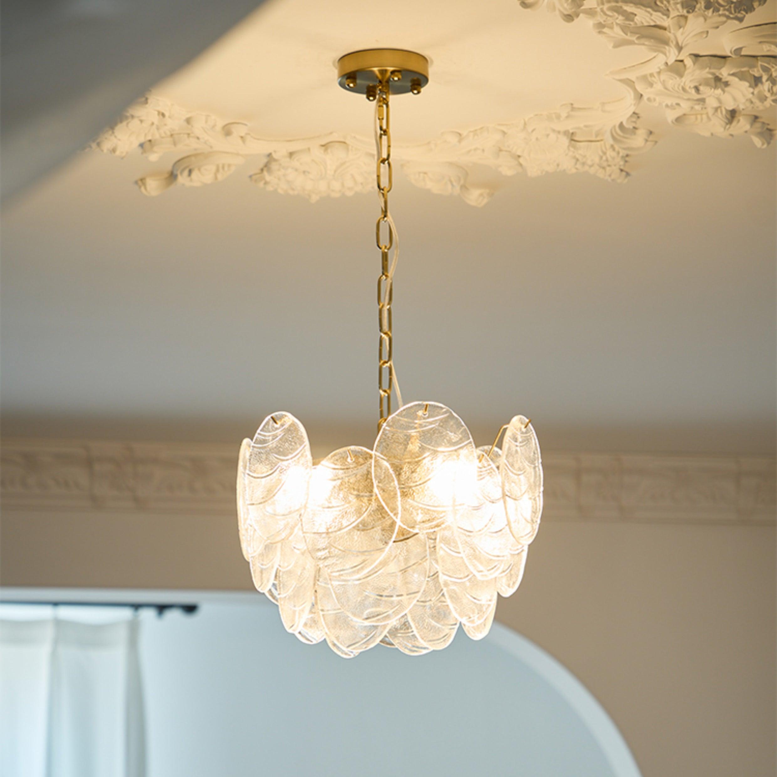 Leaf Vintage Glass Chandelier