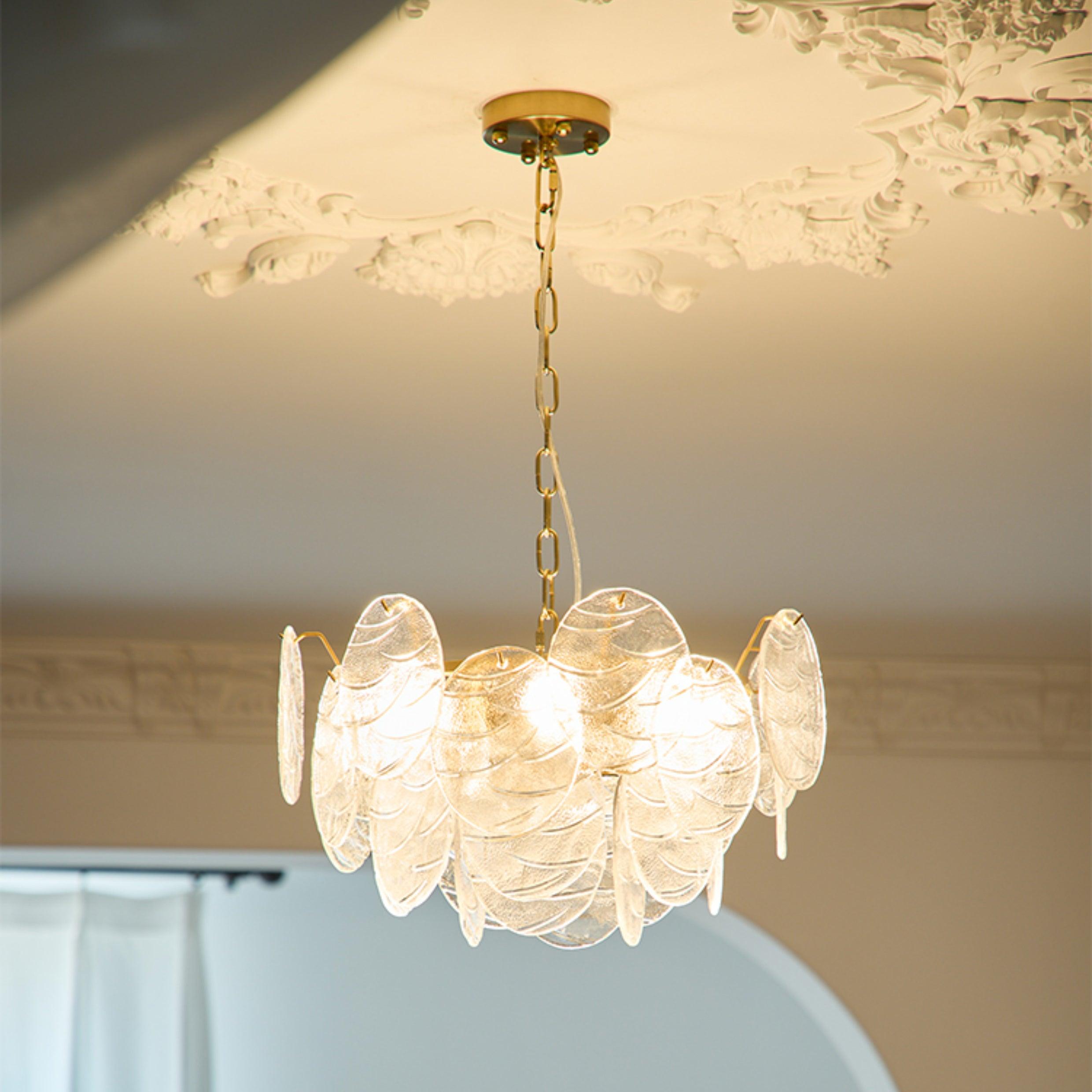 Leaf Vintage Glass Chandelier