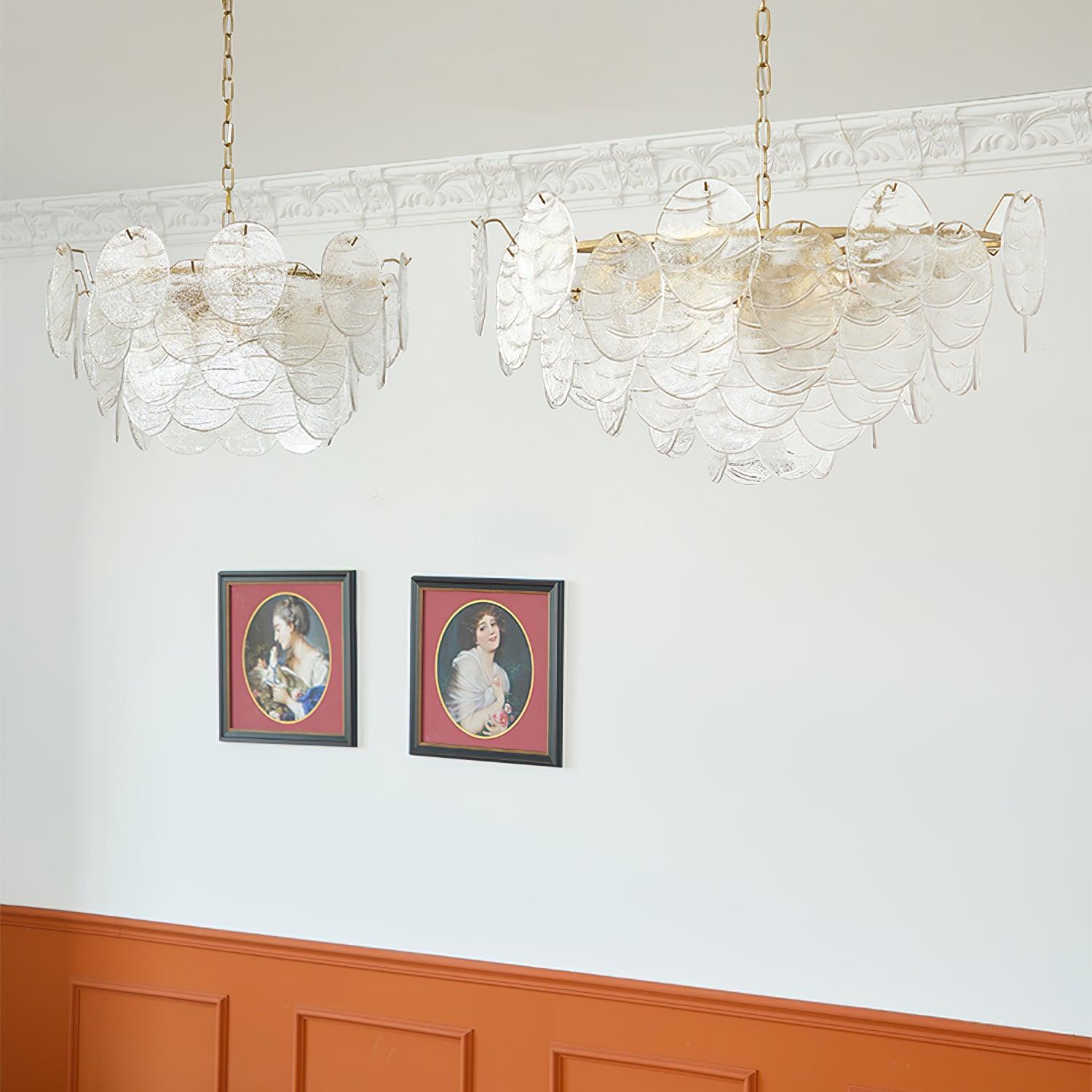 Leaf Vintage Glass Chandelier