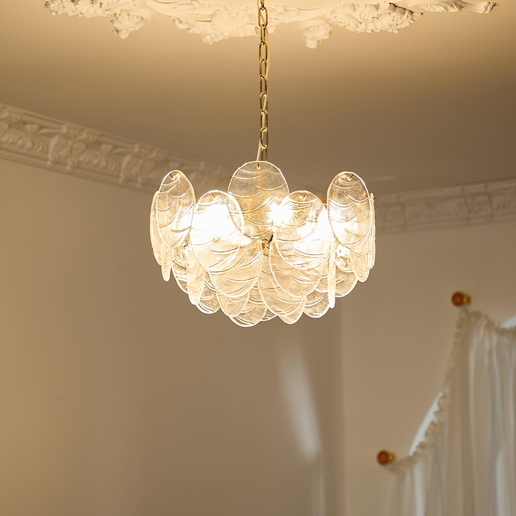 Leaf Vintage Glass Chandelier