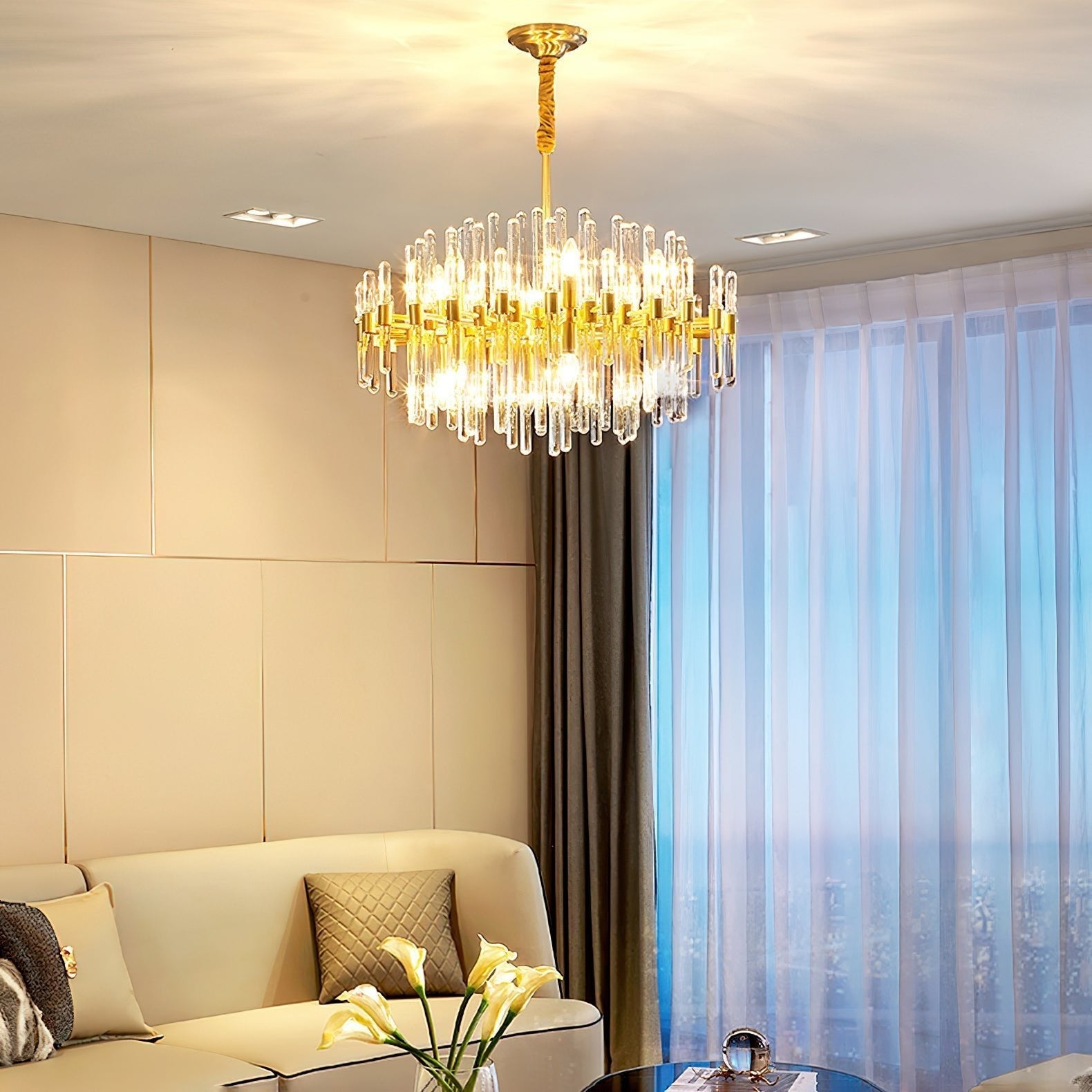 Solara Chandelier Antique Brass Starburst - Neutral Decor