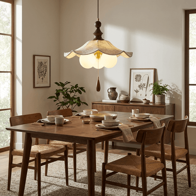 Scalloped Floral Glass Globe Pendant Light