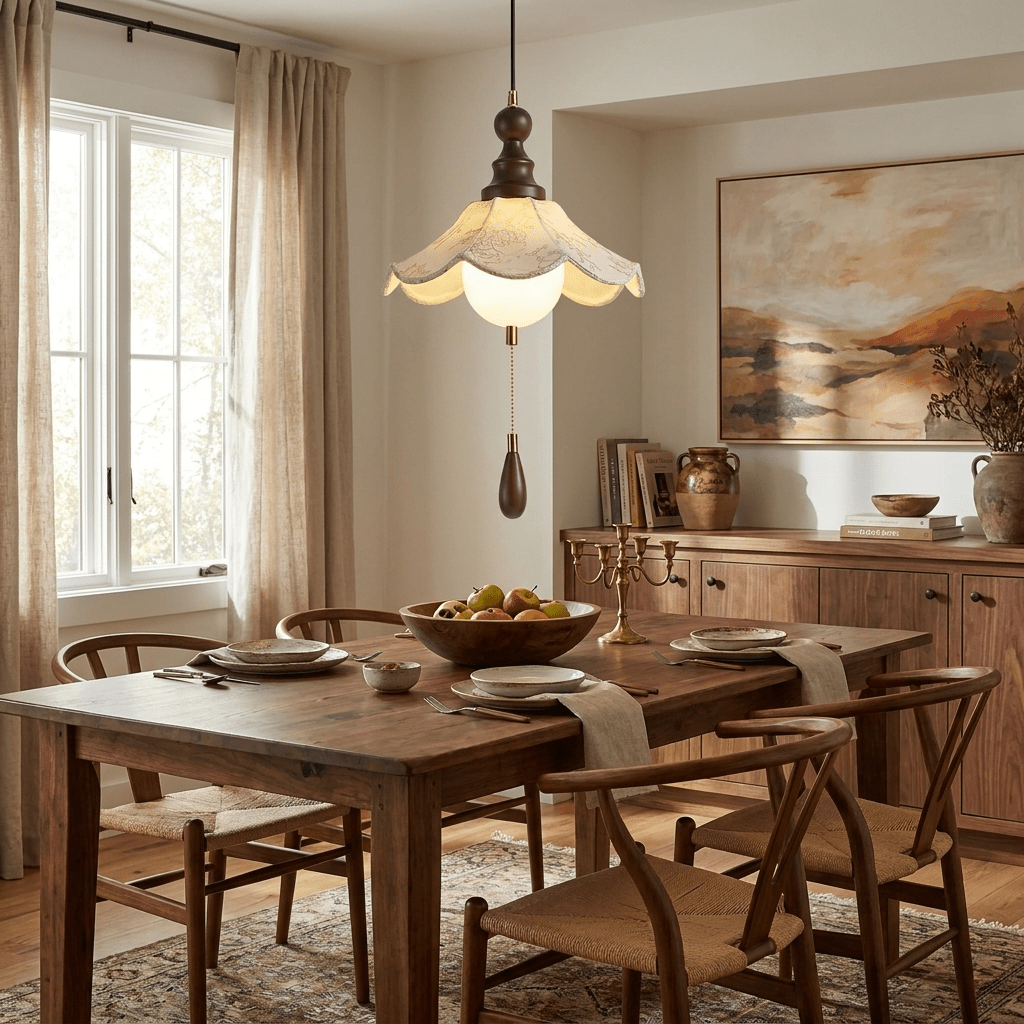 Scalloped Floral Glass Globe Pendant Light