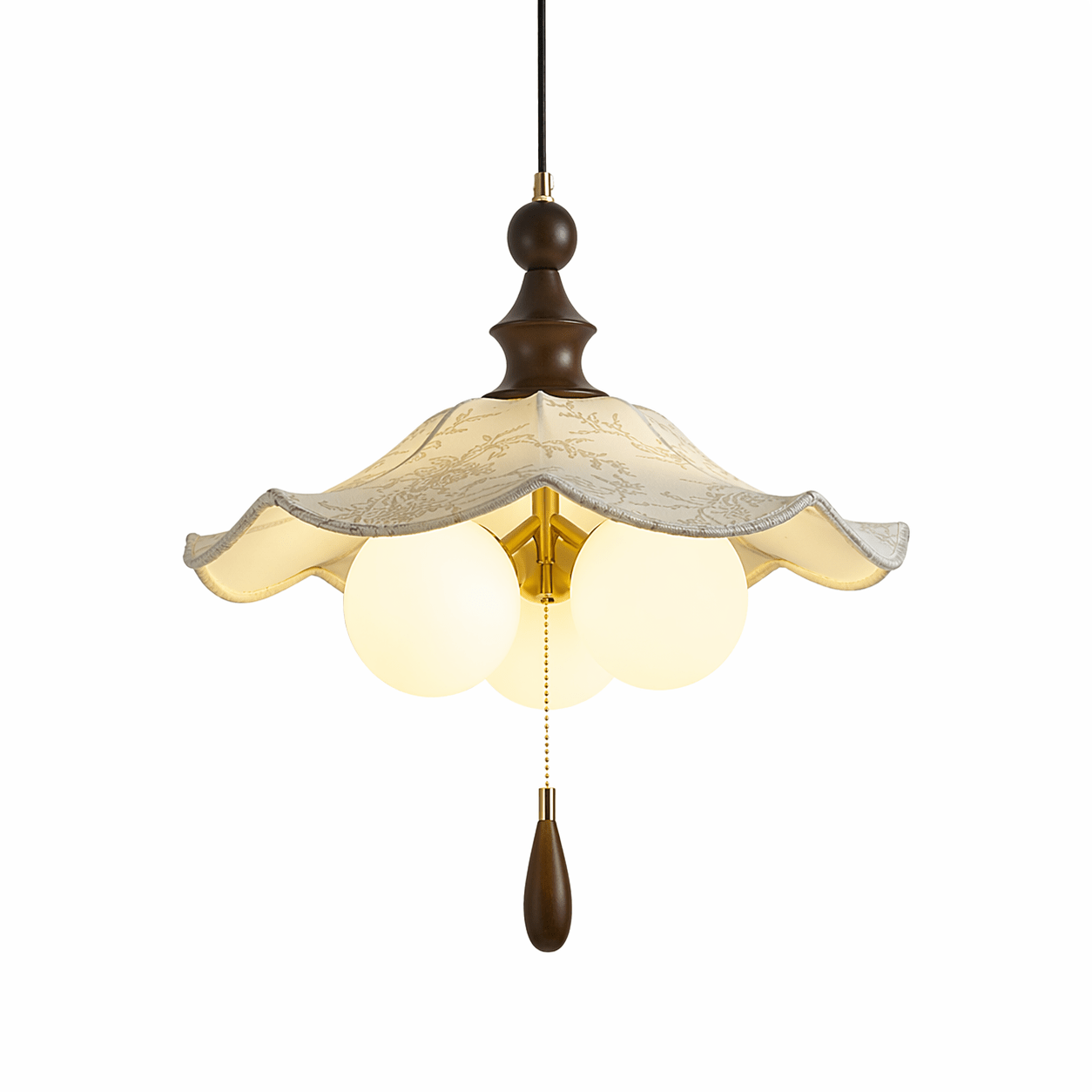 Scalloped Floral Glass Globe Pendant Light