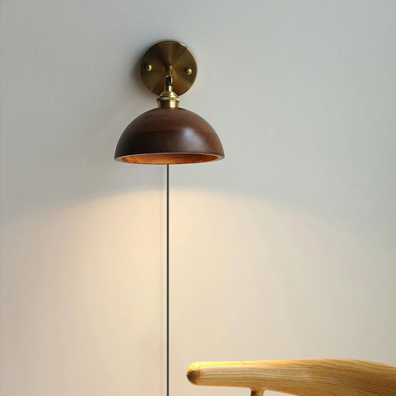 Oakmere Wood Plug In Indoor Wall Light