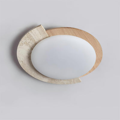 Ritta Travertine Oval LED Ceiling Light - Neutral Decor