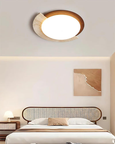 Ritta Travertine Oval LED Ceiling Light - Neutral Decor