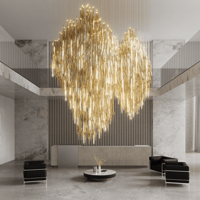 HydroDrop Amber Glass Grand Cascade  Chandelier