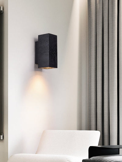 Ewan Cuboid Black Travertine Wall Lamp