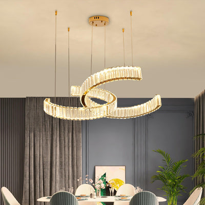 Calo Chandelier Spiral Crystal Gold Glam
