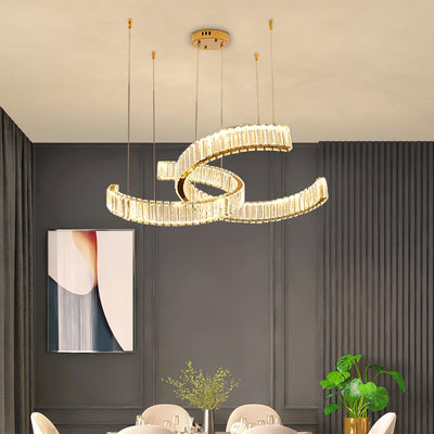 Calo Chandelier Spiral Crystal Gold Glam