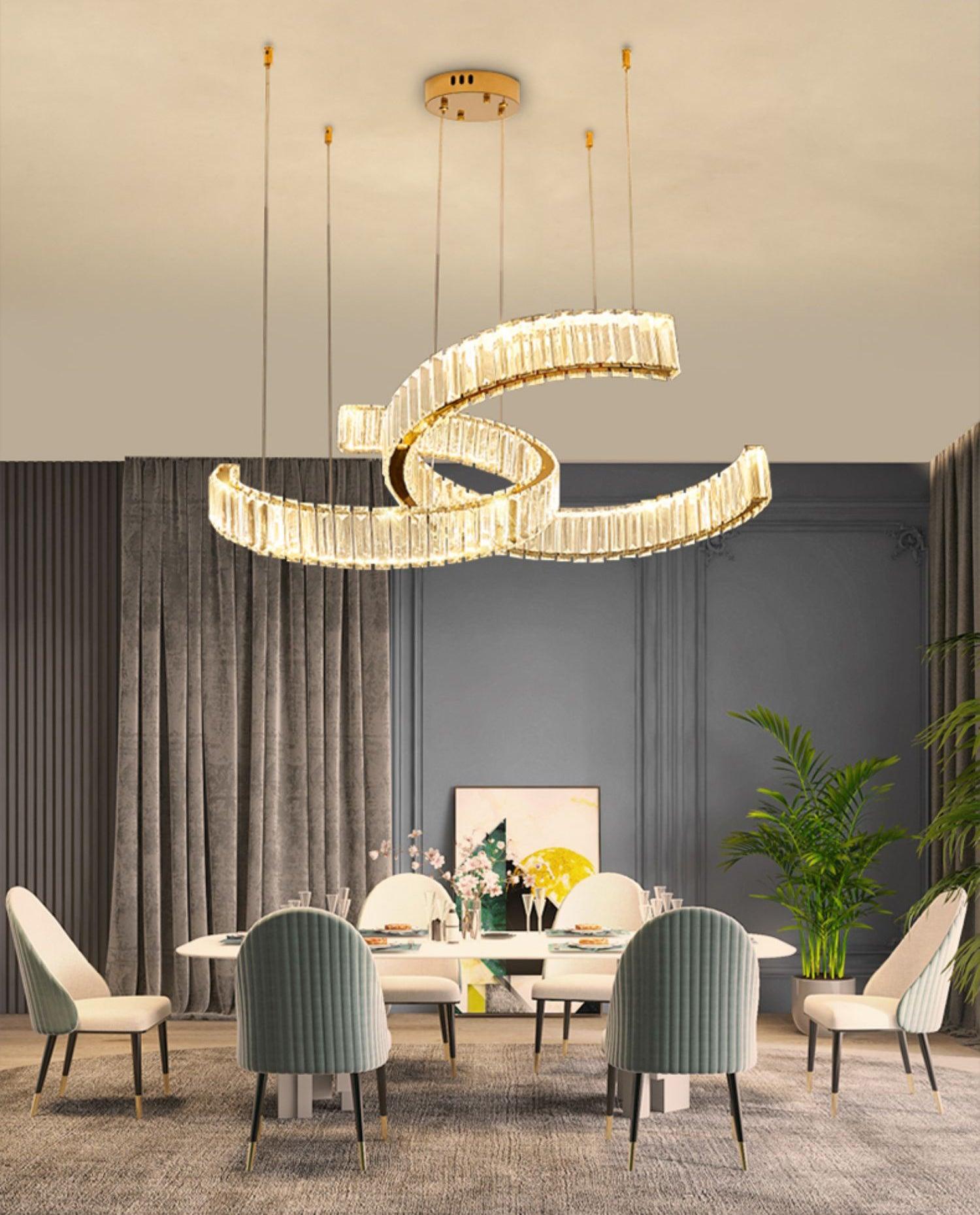 Calo Chandelier Spiral Crystal Gold Glam