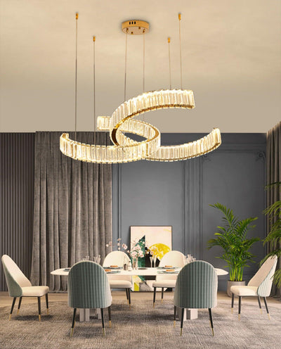 Calo Chandelier Spiral Crystal Gold Glam