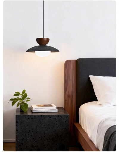 Ignis Dome Black Travertine Pendant Light
