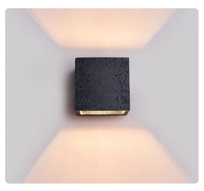 Valeise Cube Black Travertine Wall Lamp