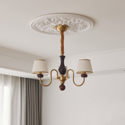 Erthaos Traditional Elegance Pleat Fabric Wood Chandelier