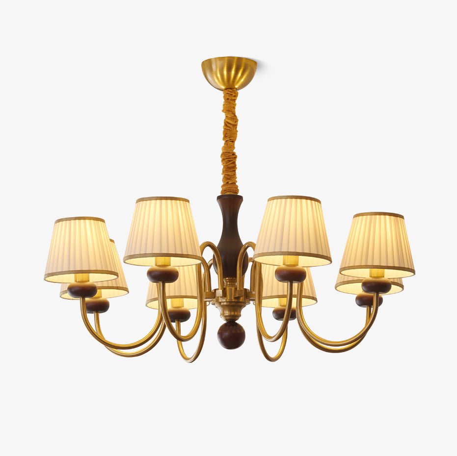 Erthaos Traditional Elegance Pleat Fabric Wood Chandelier