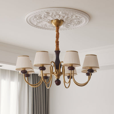 Erthaos Traditional Elegance Pleat Fabric Wood Chandelier