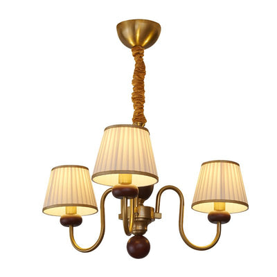 Erthaos Traditional Elegance Pleat Fabric Wood Chandelier