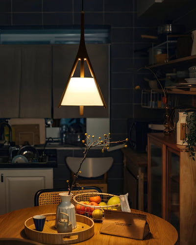Zovenarae Triangular Wood Pendant Light