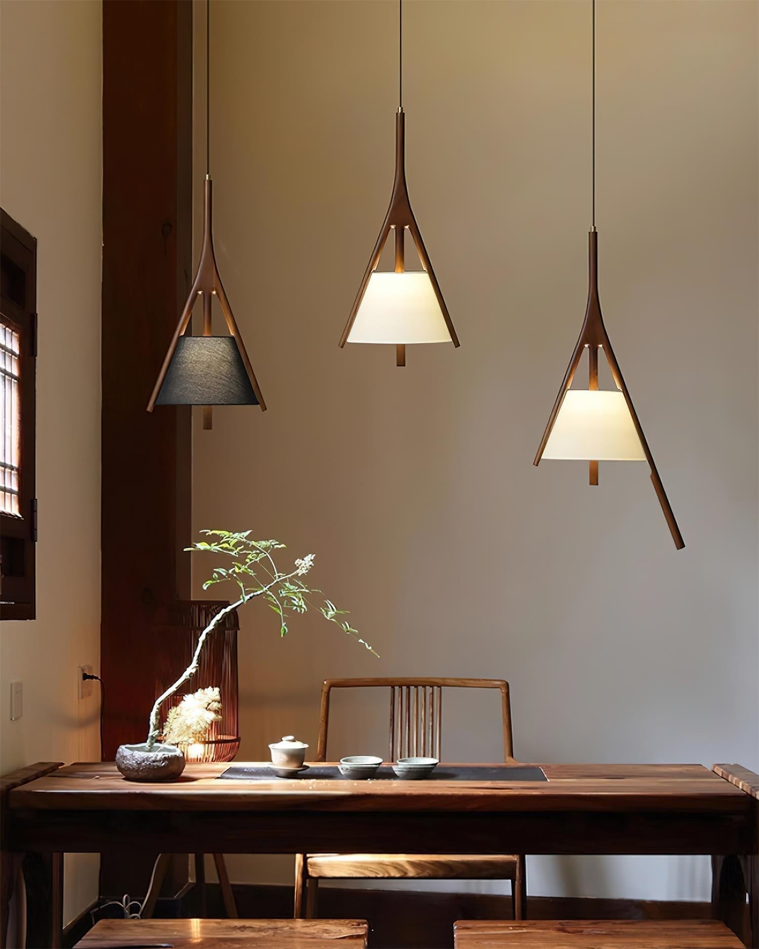 Zovenarae Triangular Wood Pendant Light