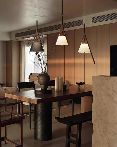 Zovenarae Triangular Wood Pendant Light
