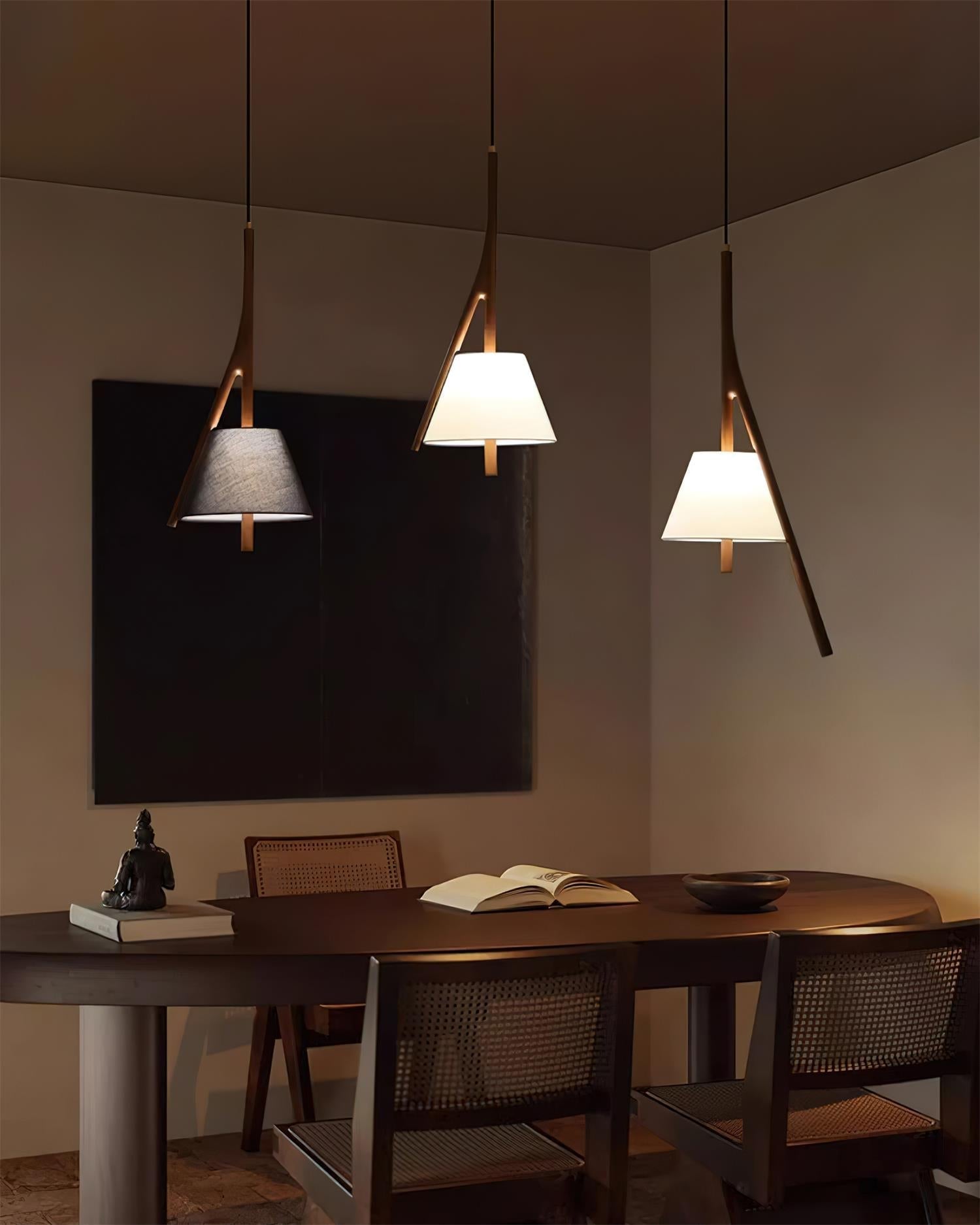 Zovenarae Triangular Wood Pendant Light