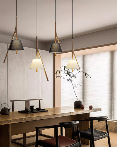 Zovenarae Triangular Wood Pendant Light